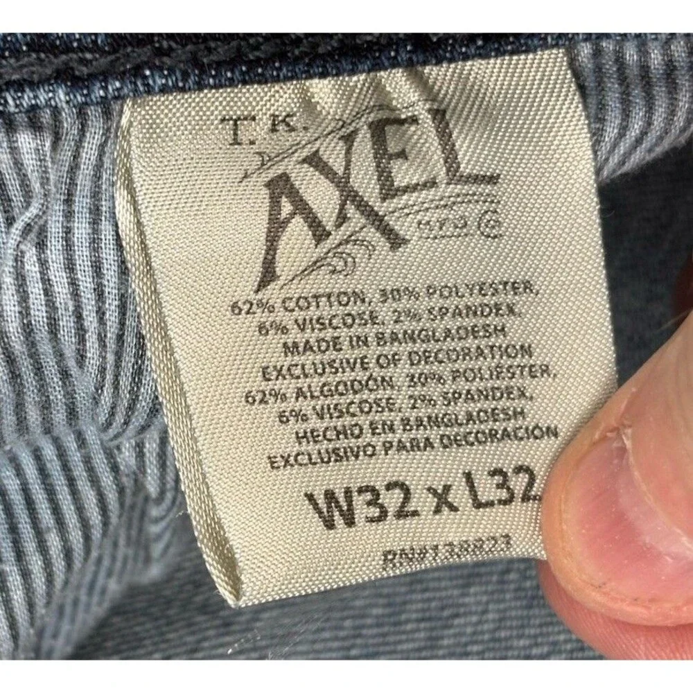 TK Axel Jeans Mens 32x32 Blue Slim Boot Cut Distressed Faded Denim Workwear Pant